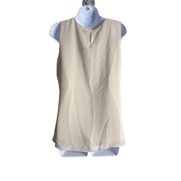 Gap Womens Top Beige Ruffle Blouse Sleeveless Shirt Sleeveless Size Medium - Picture 4 of 10
